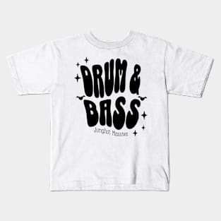 DRUM AND BASS  - Y2K Warped Text (Black) Kids T-Shirt